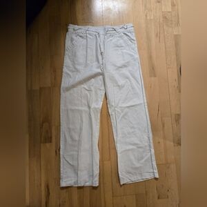 JOLT white linen straight leg pants